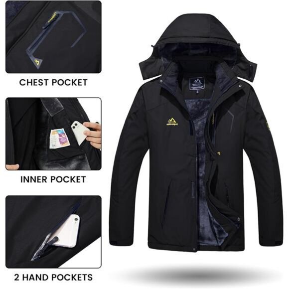 Men's Winter Skiing Jackets Water Resistant Fleece Coats Insulated - Picture 5 of 7